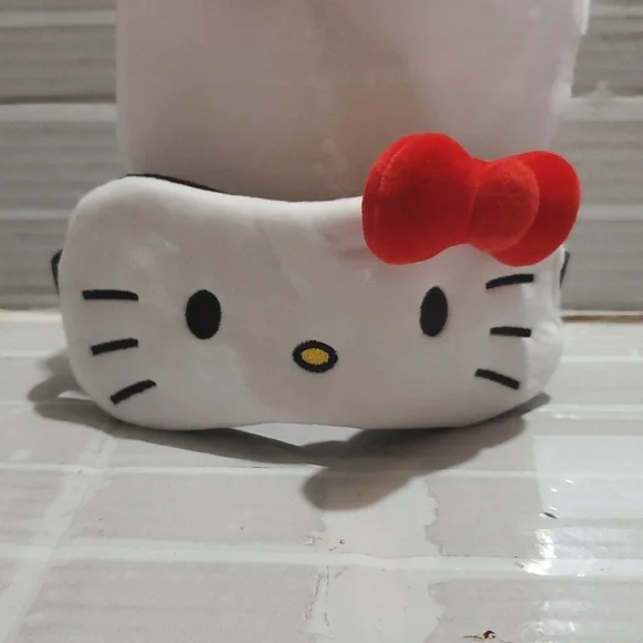 Hello Kitty White Plush Eye Mask with Red Bow - Picture 2 of 8